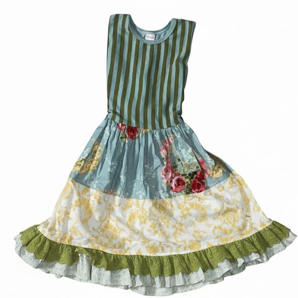 Giggle Moon Striped Floral Patchwork Dress for Girls - Picture 3 of 5